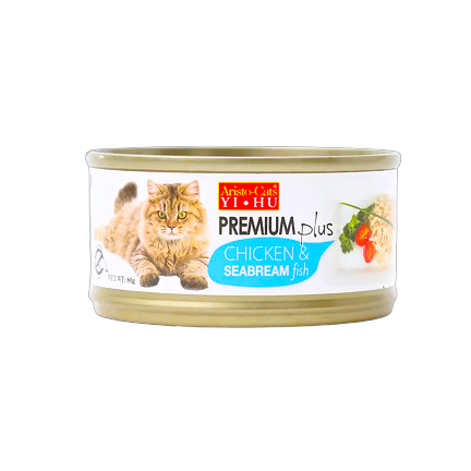 Aristo Cats Premium Plus Chicken & Seabream Fish 80g Carton (24 Cans)