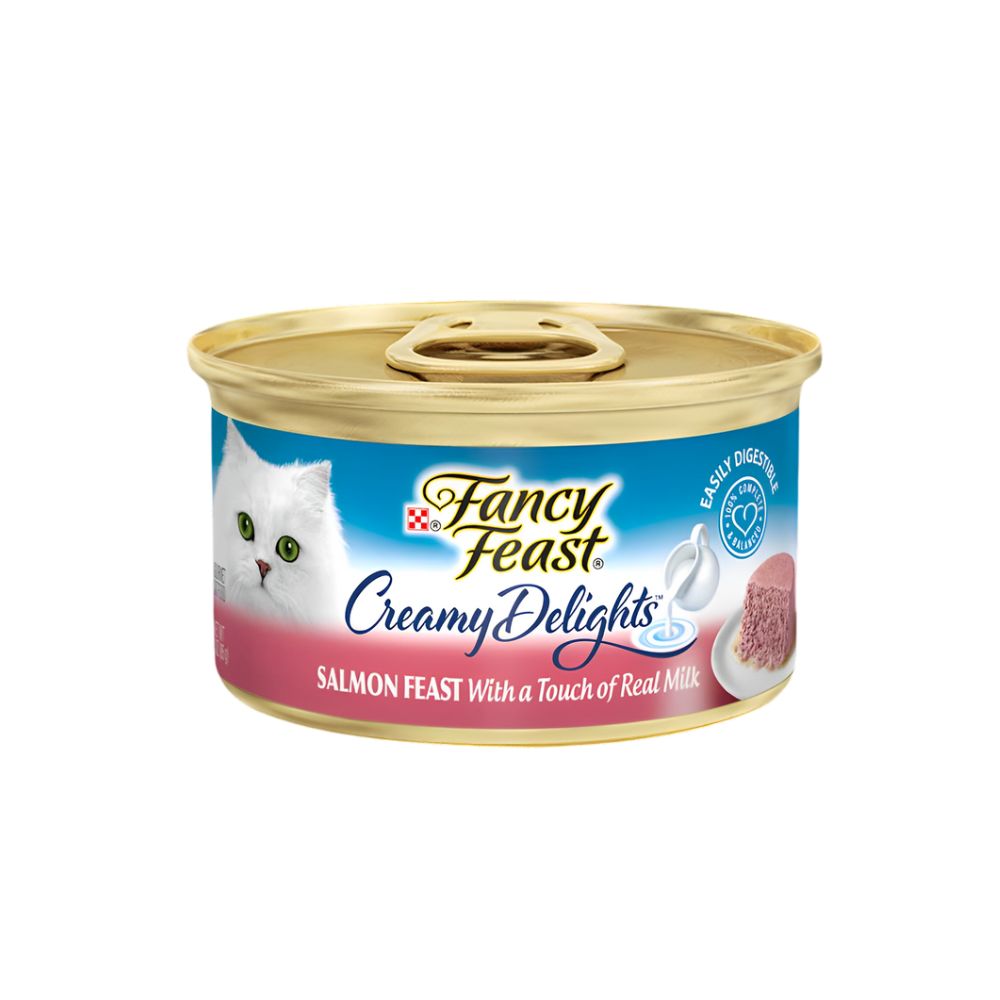 Fancy Feast Creamy Delights Salmon Feast With A Touch Of Real Milk 85g Carton (24 Cans)
