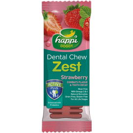 Happi Doggy Dental Chew Zest Strawberry Dogs Treats (4 Inch) 25g