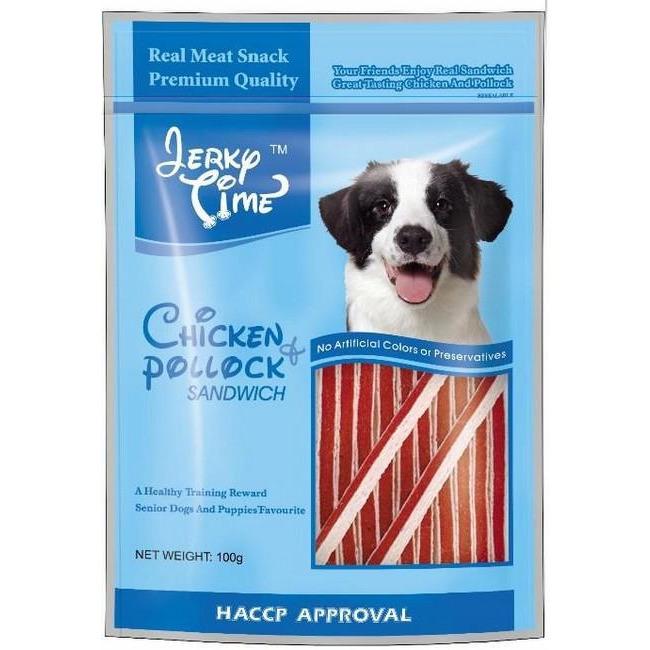 Jerky Time Dog Treats Chicken Pollock Sandwich 100g