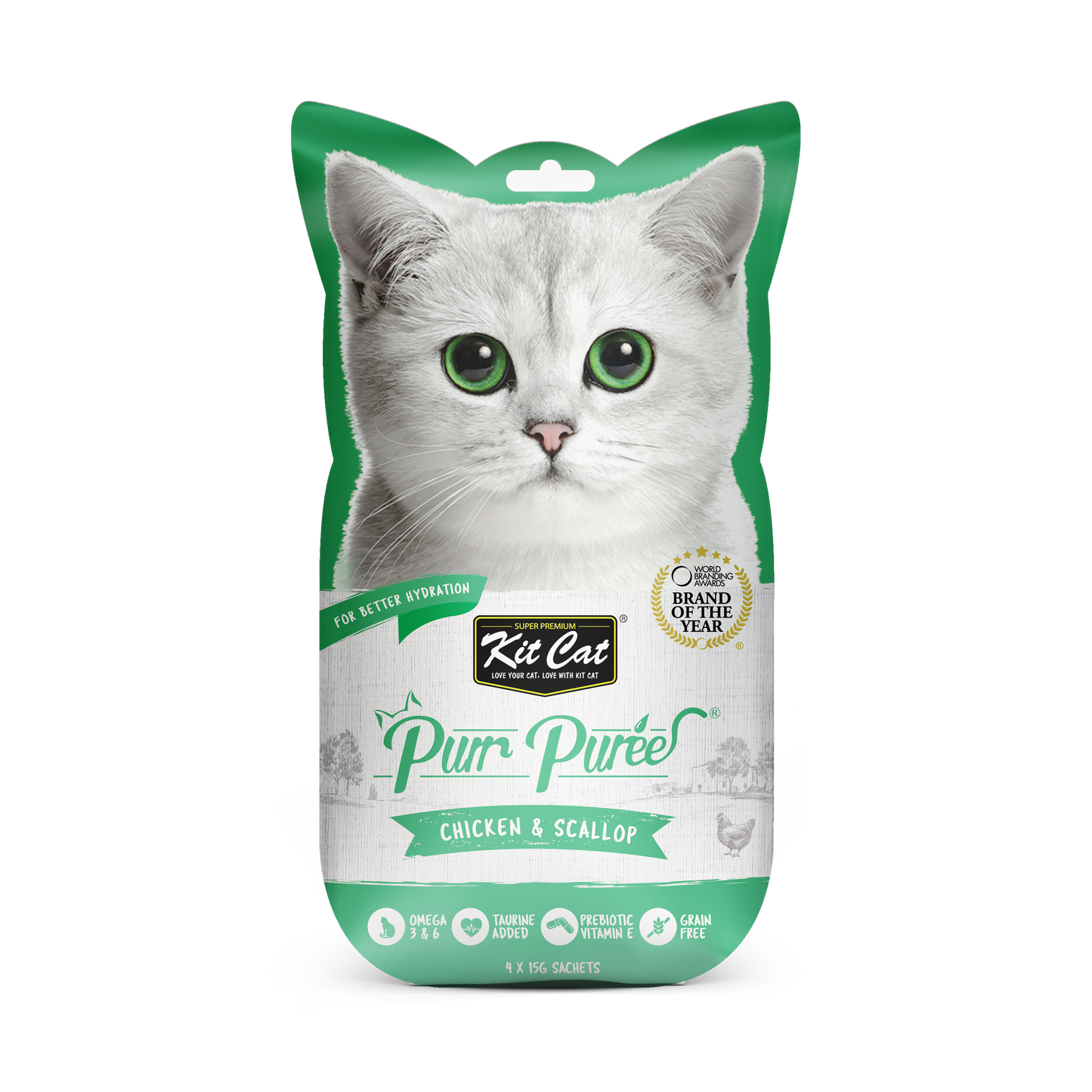 Kit Cat Purr Puree Chicken & Scallop 15g x 4pcs (4 Packs)