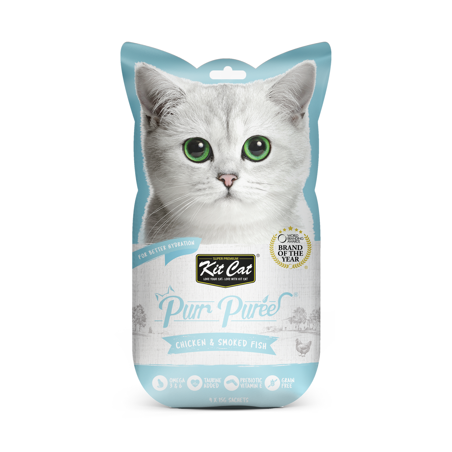 Kit Cat Purr Puree Chicken & Smoked Fish 15g x 4pcs