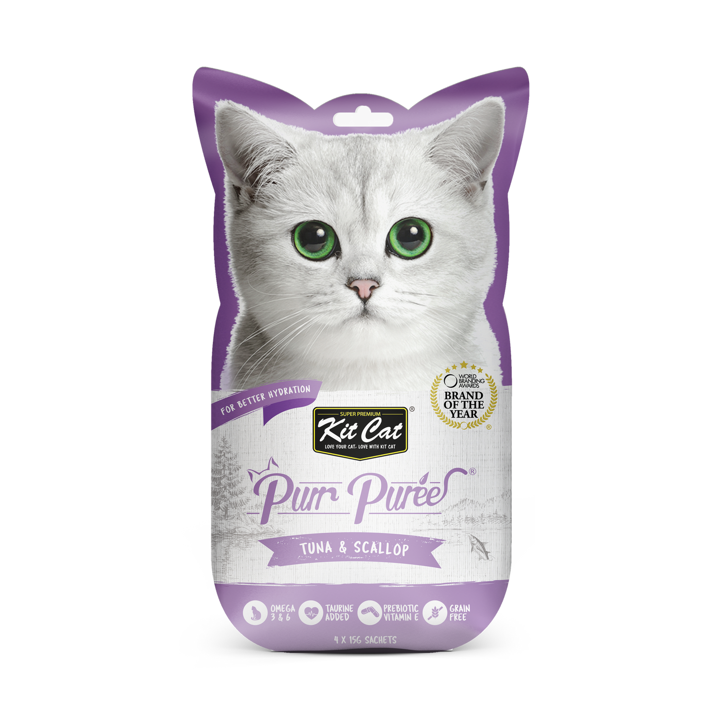 Kit Cat Purr Puree Tuna & Scallop 15g x 4pcs (3 Packs)