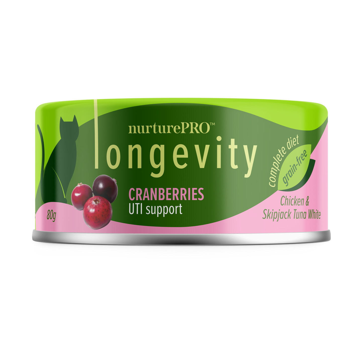Nurture Pro Cat Food Longevity Chicken & Skipjack Tuna Meat With Cranberries 80g (24 cans)