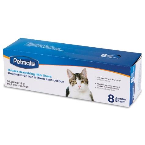 Petmate Litter Box Liners Hi-Back Drawstring Jumbo 8pcs
