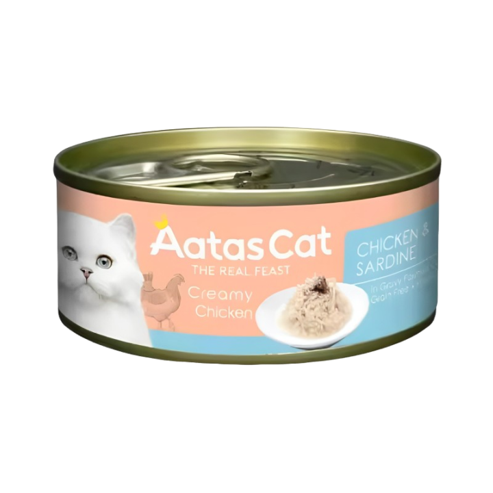 Aatas Cat Creamy Chicken & Sardine Canned Food 80g