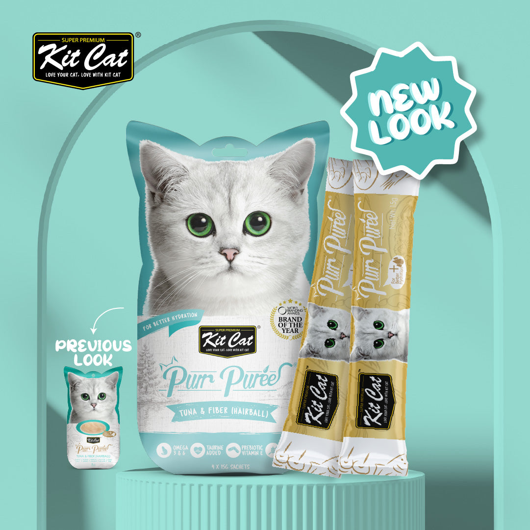 Kit Cat Purr Puree Tuna & Fiber (Hairball) 15g x 4pcs (3 Packs)