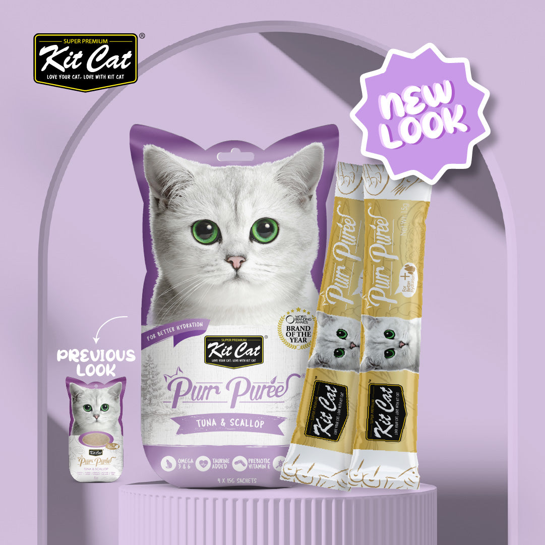 Kit Cat Purr Puree Tuna & Scallop 15g x 4pcs (3 Packs)