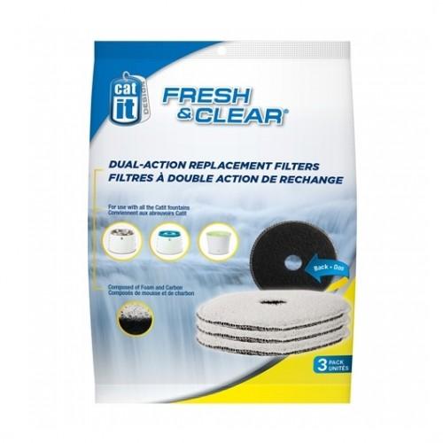 Catit Pet Water Drinking Fountain Fresh & Clear Filters Replacement Dual Action (3 pcs)
