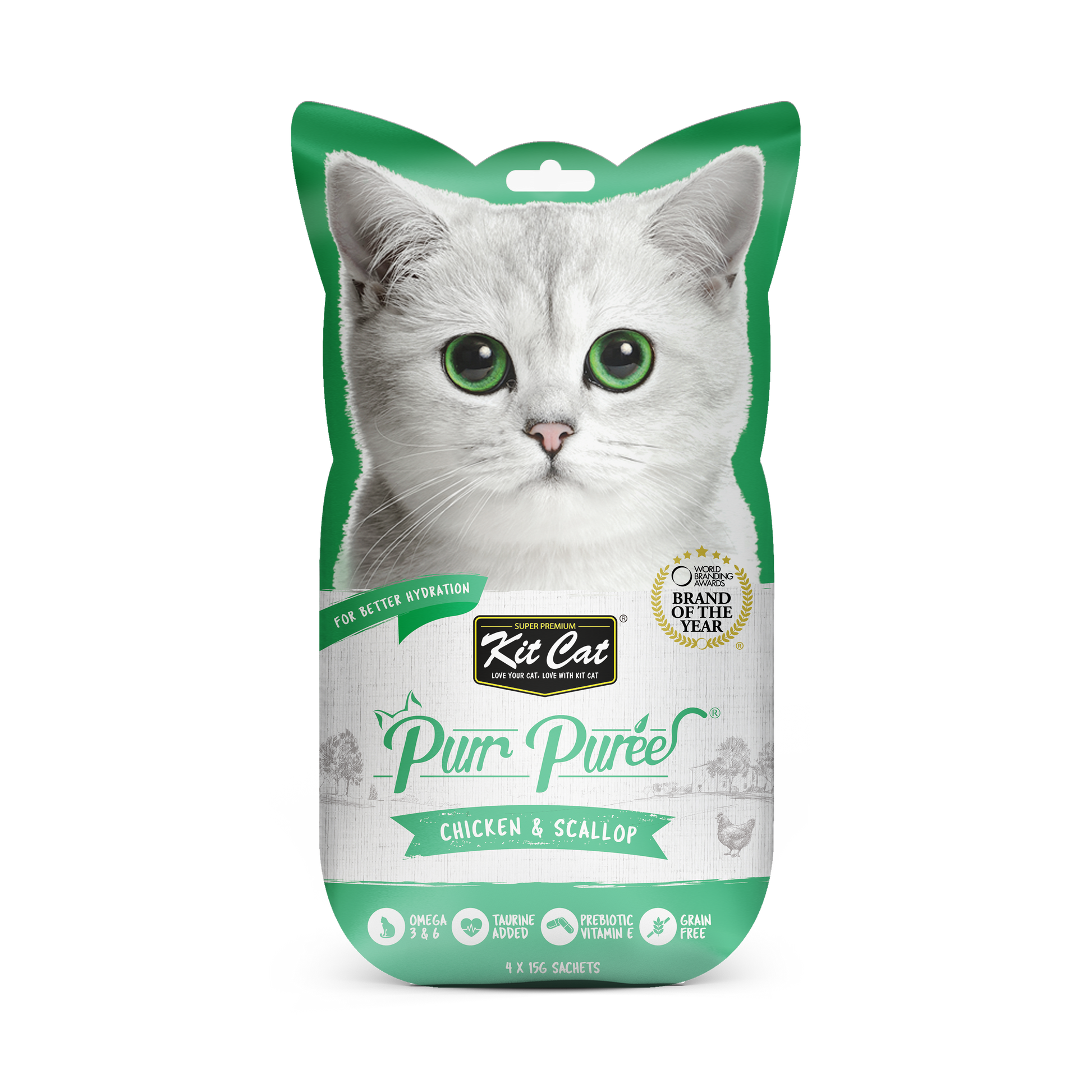 Kit Cat Purr Puree Chicken & Scallop 15g x 4pcs (4 Packs)