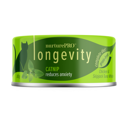 Nurture Pro Cat Food Longevity Chicken & Skipjack Tuna Meat With Catnip 80g (24 cans)