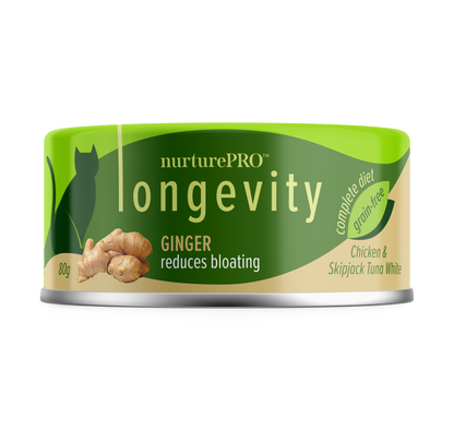 Nurture Pro Cat Food Longevity Chicken & Skipjack Tuna Meat With Ginger 80g (24 cans)