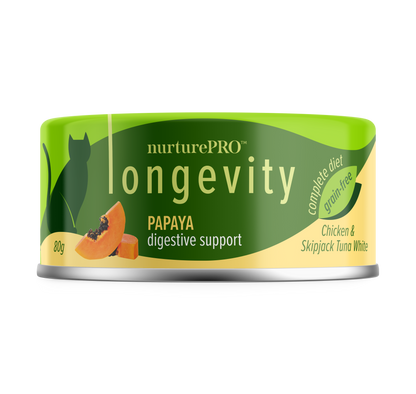 Nurture Pro Cat Food Longevity Chicken & Skipjack Tuna Meat With Papaya 80g (24 cans)