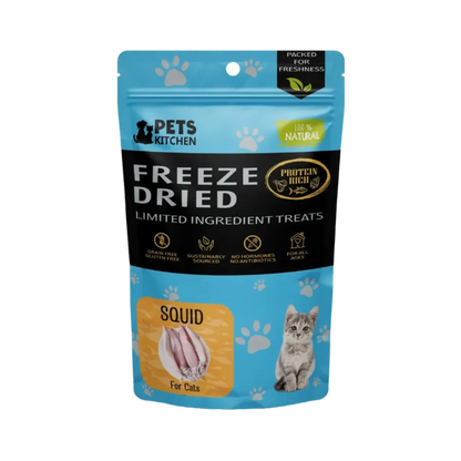 Pets Kitchen Cat Treat Freeze-Dried Whole Squid 40g x2
