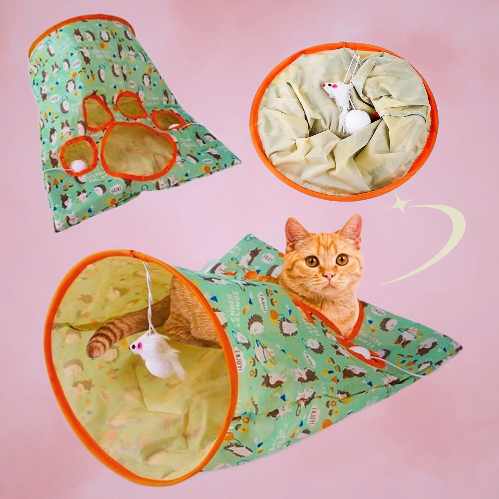 Dooee Cat Toy Foldable Tunnel Boatsea Orange